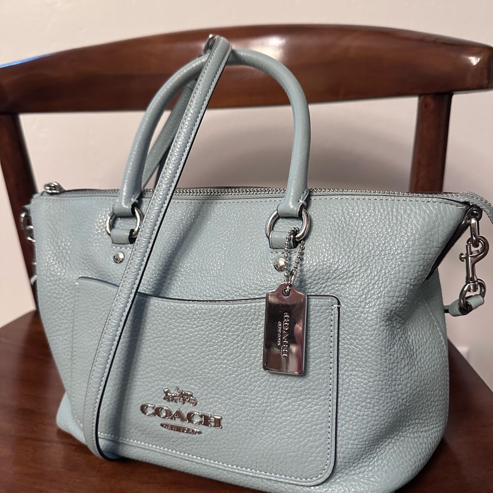 Coach Light Blue Leather Tote Bag